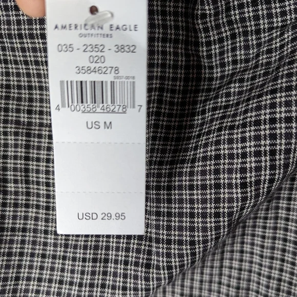 American Eagle NEW Black Plaid Square Neck Tank Crop Top Size Medium - Picture 5 of 9